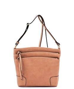 All-In-One Tassel Detailed Crossbody Bag/ Messenger Bag with Double-zipped front compartment WU059 ROSEPINK